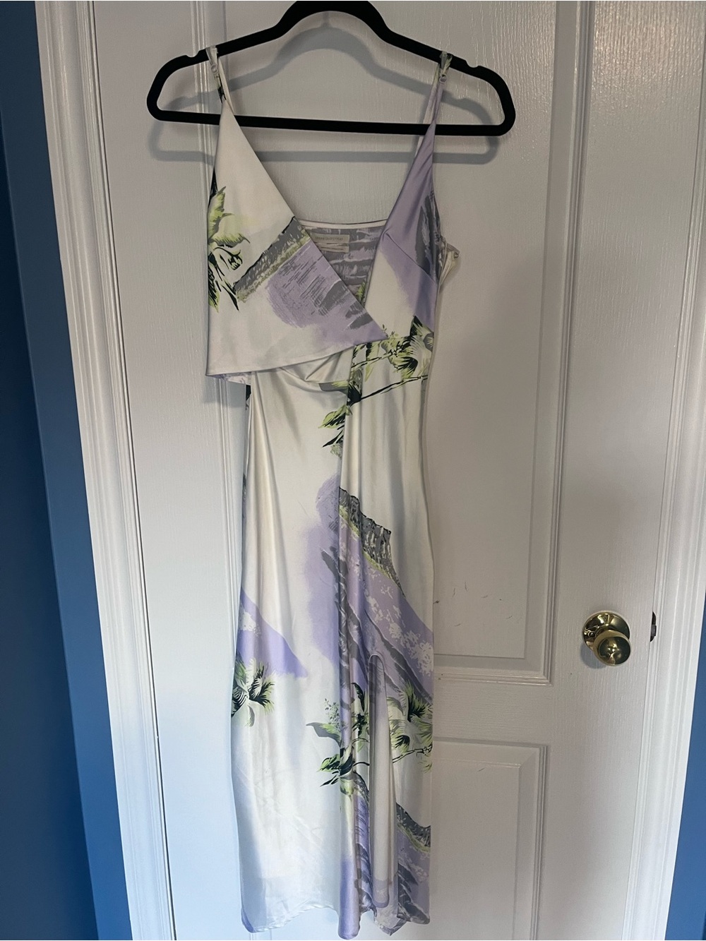 Urban Outfitters White Midi Dress with Lavender and Green Floral Print